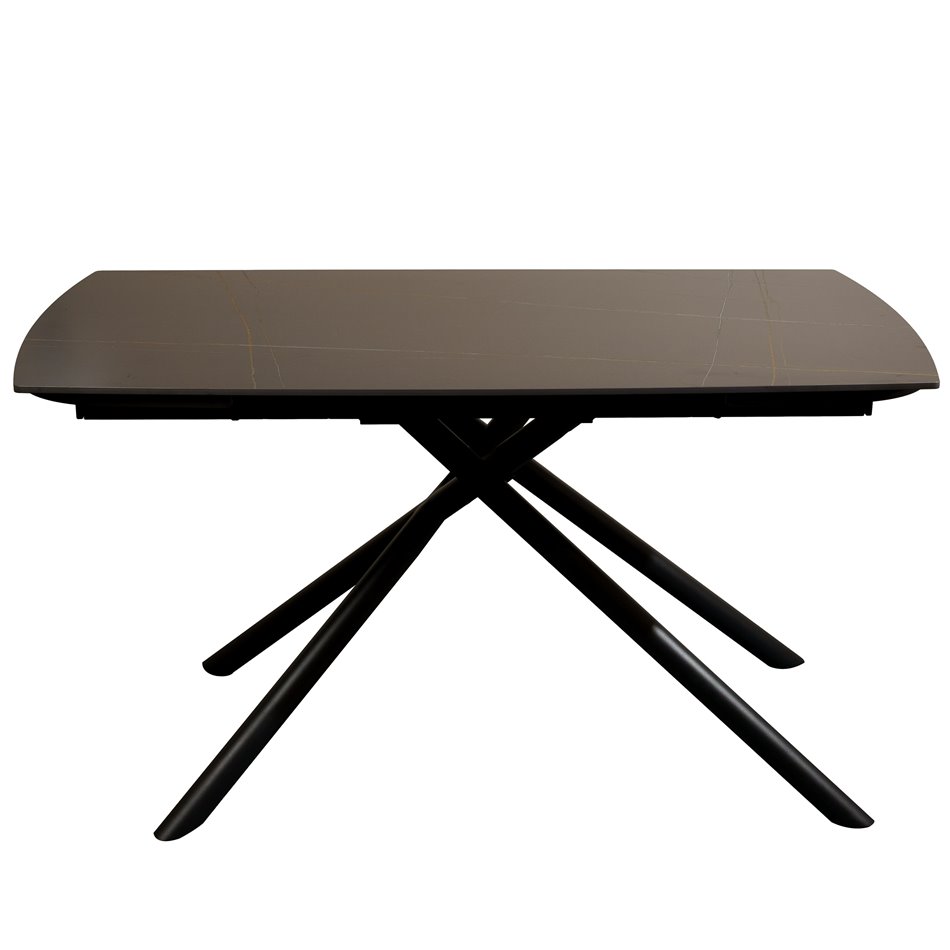 Extendable dining table Roberta 002, sintered stone/metal, black, 140-200x80cm H75cm