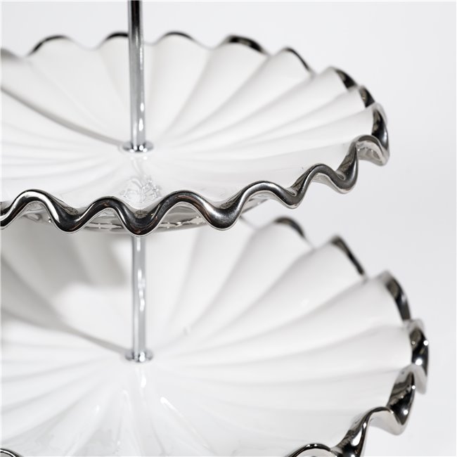 Decorative ceramic fruit plate Greisy,white/silver color, H28.5cm, D26cm
