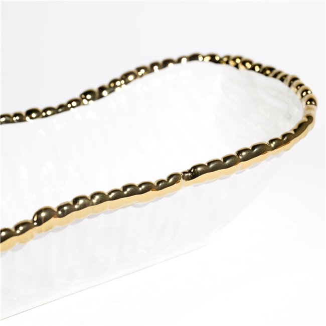 Декоративное блюдо Галла, цвет белый/золотой, 34х10,5х6,5см