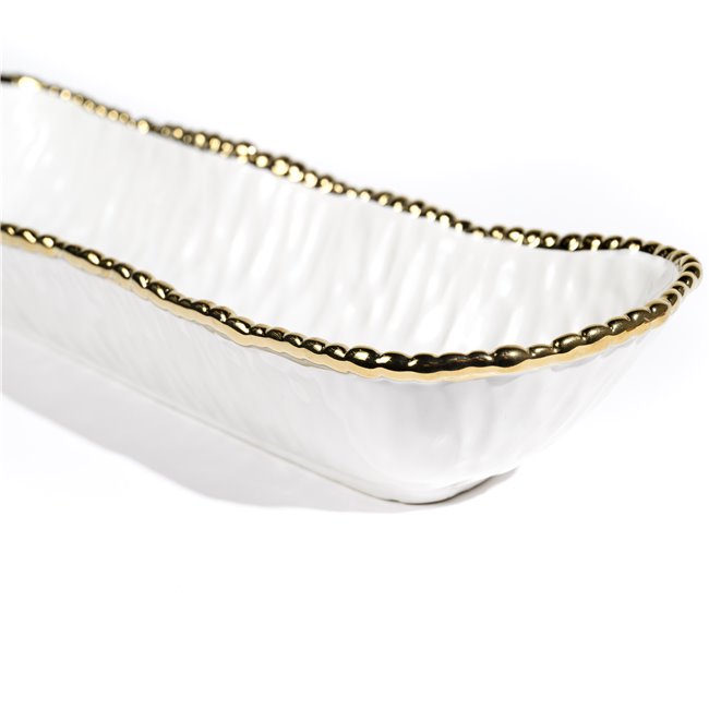 Декоративное блюдо Галла, цвет белый/золотой, 34х10,5х6,5см