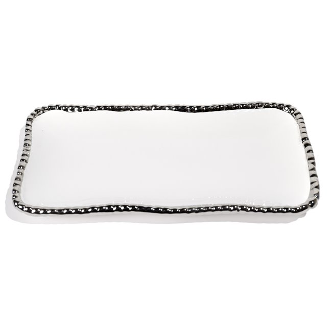 Dekoratiivnõu Gavi 2, valge/hõbedane, 25,5x13x2,5cm