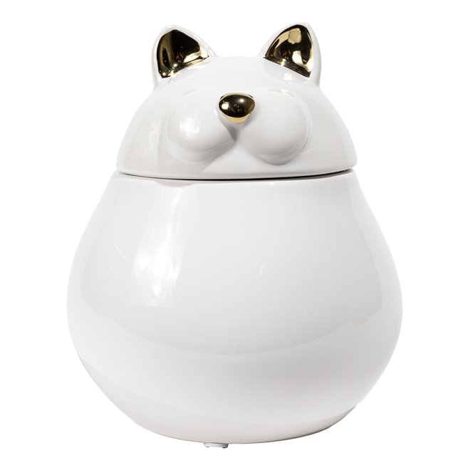 Decorative jar box Gledy, white/gold color, 14x12.5x16cm