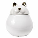Decorative jar box Gledy, white/gold color, 14x12.5x16cm