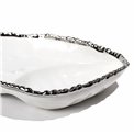 Decorat. ceramic fruit plate Wioletta,white/silver color,29x24x6cm