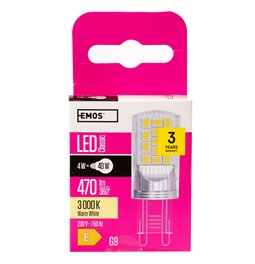 LED BulbWW warm white, G9 4W, 470lm, 3000K, H6x2x5cm