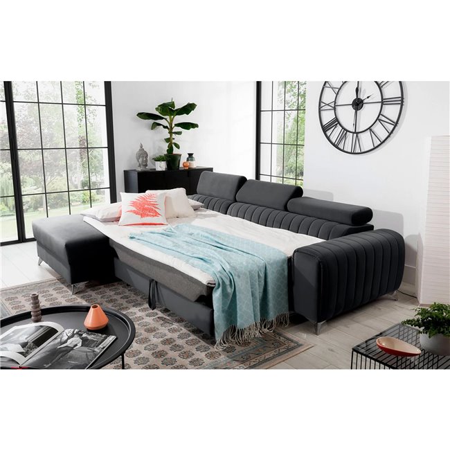 Угловой диван Elgrayson L, Velvetmat 6, серый, H98x275x205см