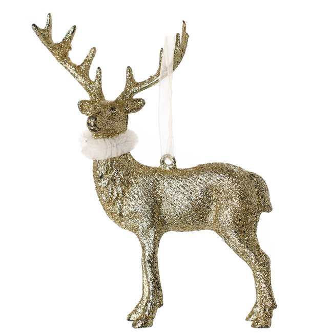 X-mas decor GLITTER DEER COLLAR HANG, H15x11x4cm
