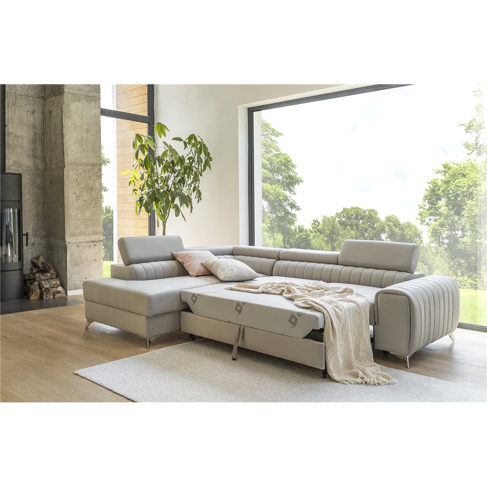 Corner sofa Elaurence L, Sawana 05, gray, H92x278x205cm