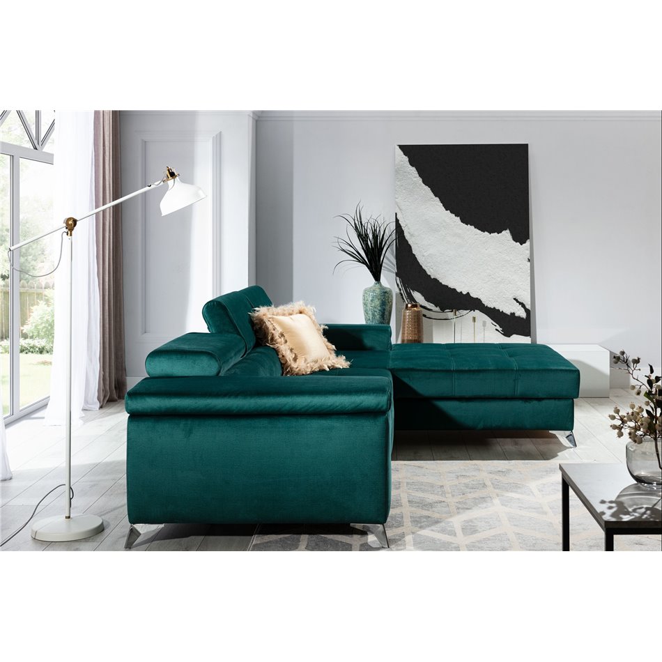 Corner sofa Elcardo R, Monolith 37, green, H90x280x60cm