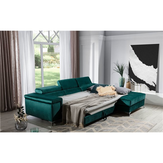 Corner sofa Elcardo R, Monolith 37, green, H90x280x60cm