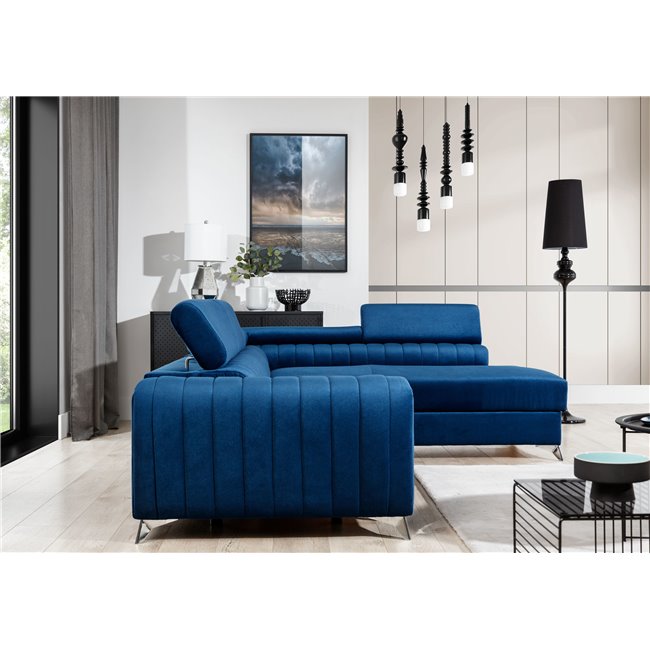 Угловой диван Elaurence R, Kronos 09, синий, H92x278x205см