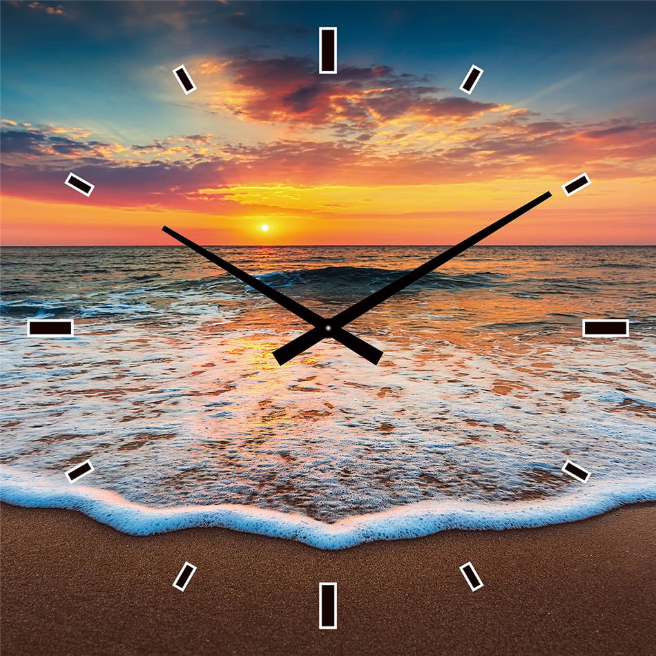 Painting wall clock Waves on the beach, 60x60cm