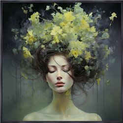 Картина Melancholic beauty with flower,100x100cm
