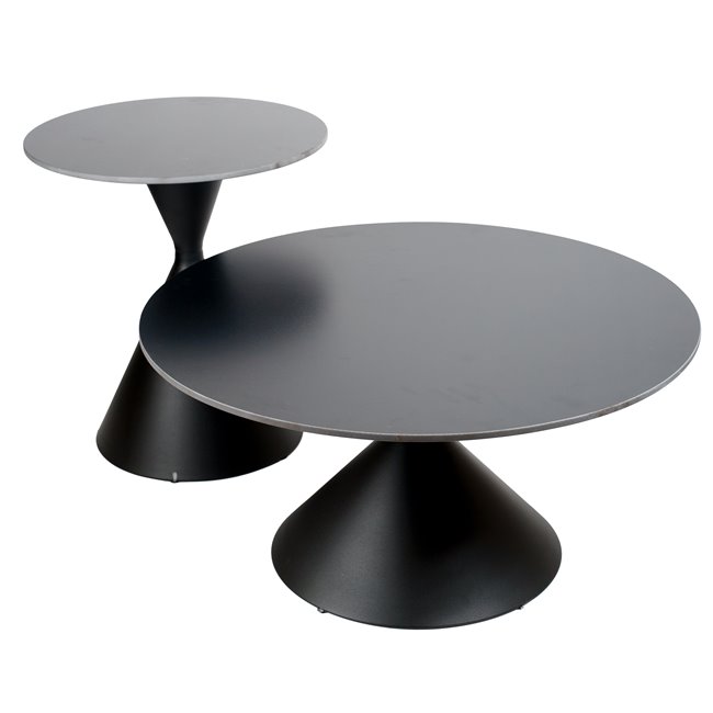 Coffee table set Jarne, 2 pcs., ceramic/metal, D80xH42, D50xH50cm