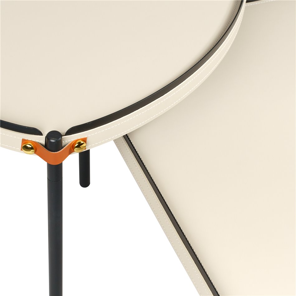 Комплект журнальных столиков Jaslo, 2 шт., металл/МДФ/кожа, D90см H36см, D60см H46см