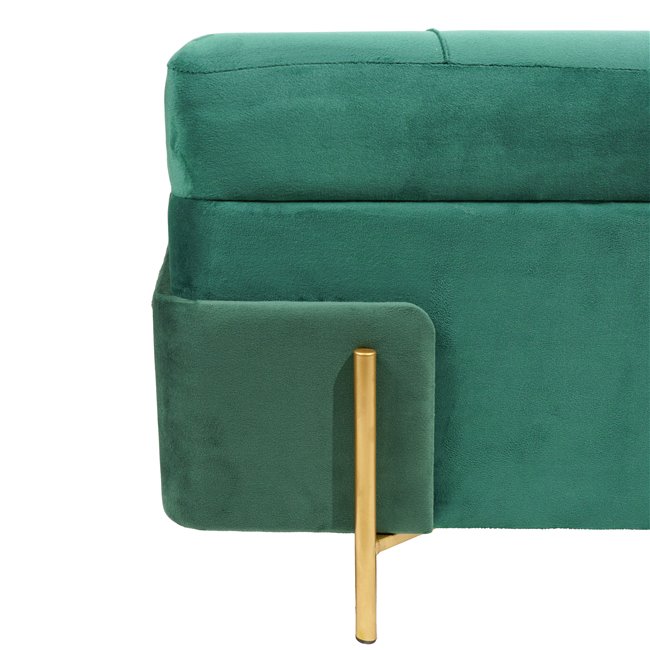 Pouf with storage Calavena L, green velvet, H44x83x43cm