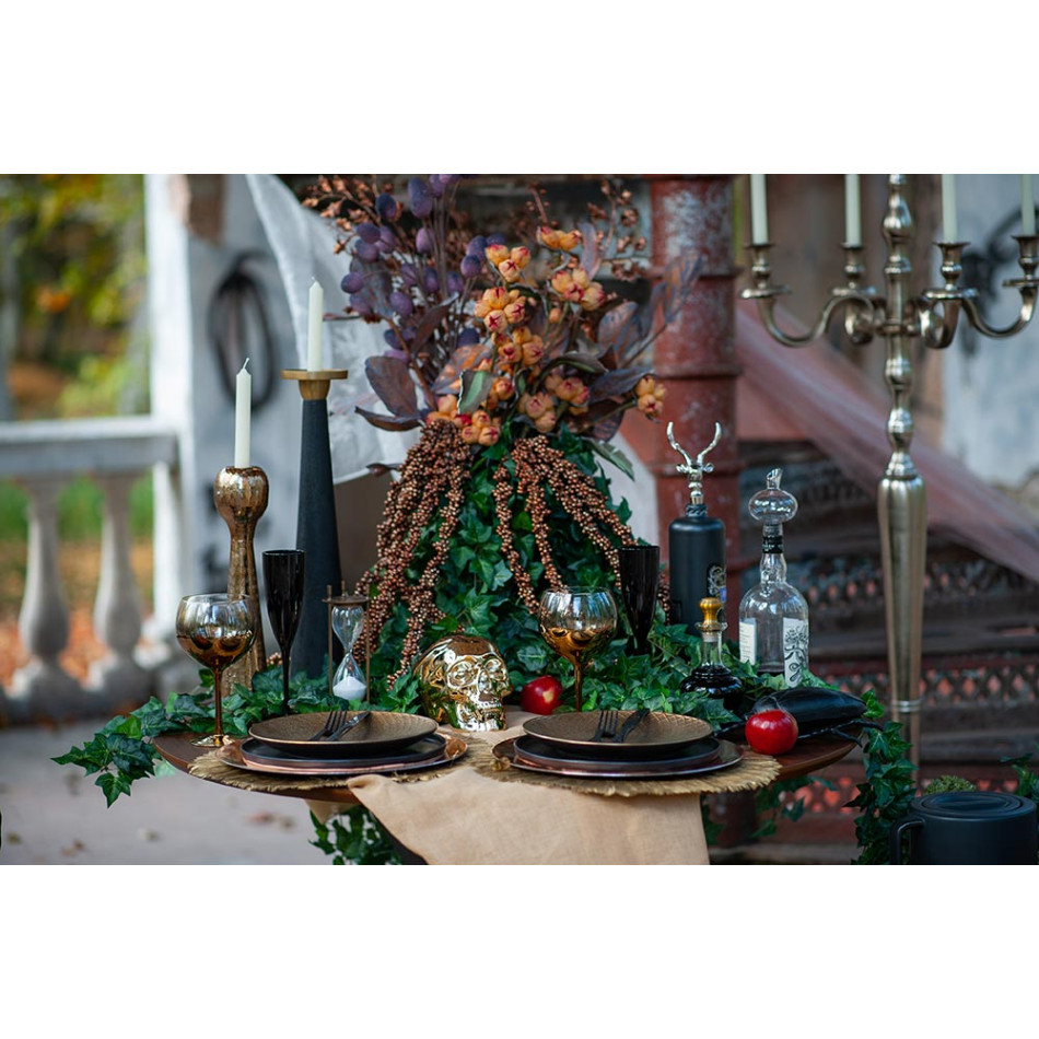 Branch with leaves and flowers, yellow/red, H83cm