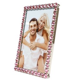 Pildiraam Paollo, hõbedane värv raam roosade kristallidega, 10x15cm