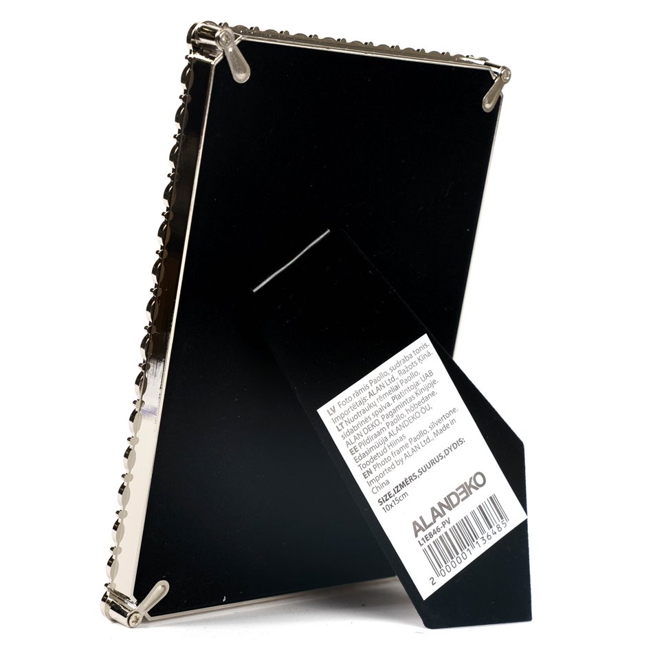 Photo frame Paollo, silver colored frame with pink crystals, 10x15cm