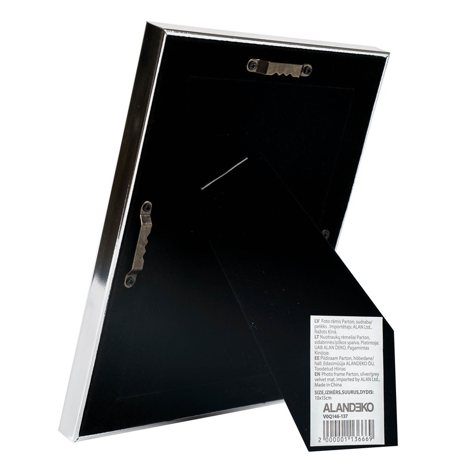 Pildiraam Parton, hõbe/hall samet, 10x15cm