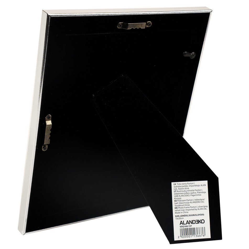 Photo frame Parton I, silver/grey velvet, 15x20cm