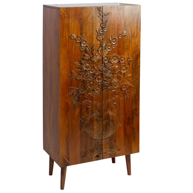 Cabinet Wakefield Tall, mango wood, brown, 70x38x140cm