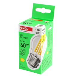 LED Bulb neutral white, E27 5.9W, 806lm, 4000K, H11x6x6cm