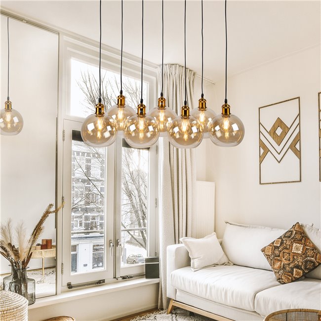 Подвесной светильник Reons, цвет черный/медный, H27-135cm, 70x26cm, E27 7x60W(MAX)