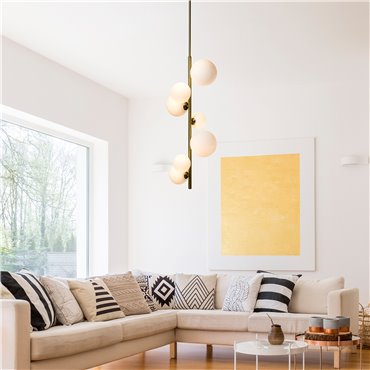 Ceiling lamp Rados white, brass,28x120cm, G9 LEDx7, 5W(MAX)