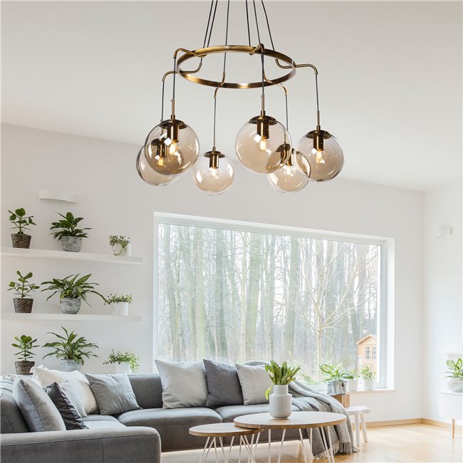 Laelamp Rana, messingi toon, H60-135cm, D85cm, E27 6x60W(MAX)