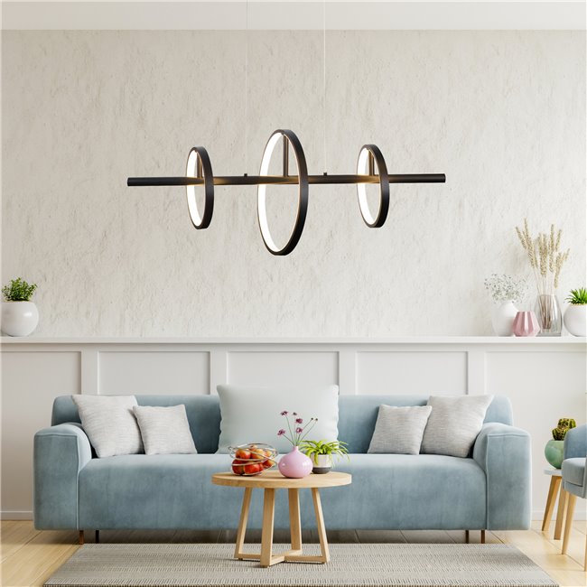 Потолочный светильник Mo 3P, черный, H36-130x79x30cm, LED 42W, 3000K, 2310lm