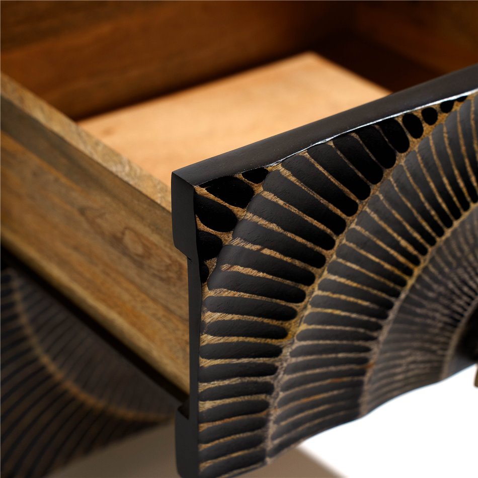 Side table Bailey ST, mango wood/MDF/metal, black/ gold color, H45x45x40cm