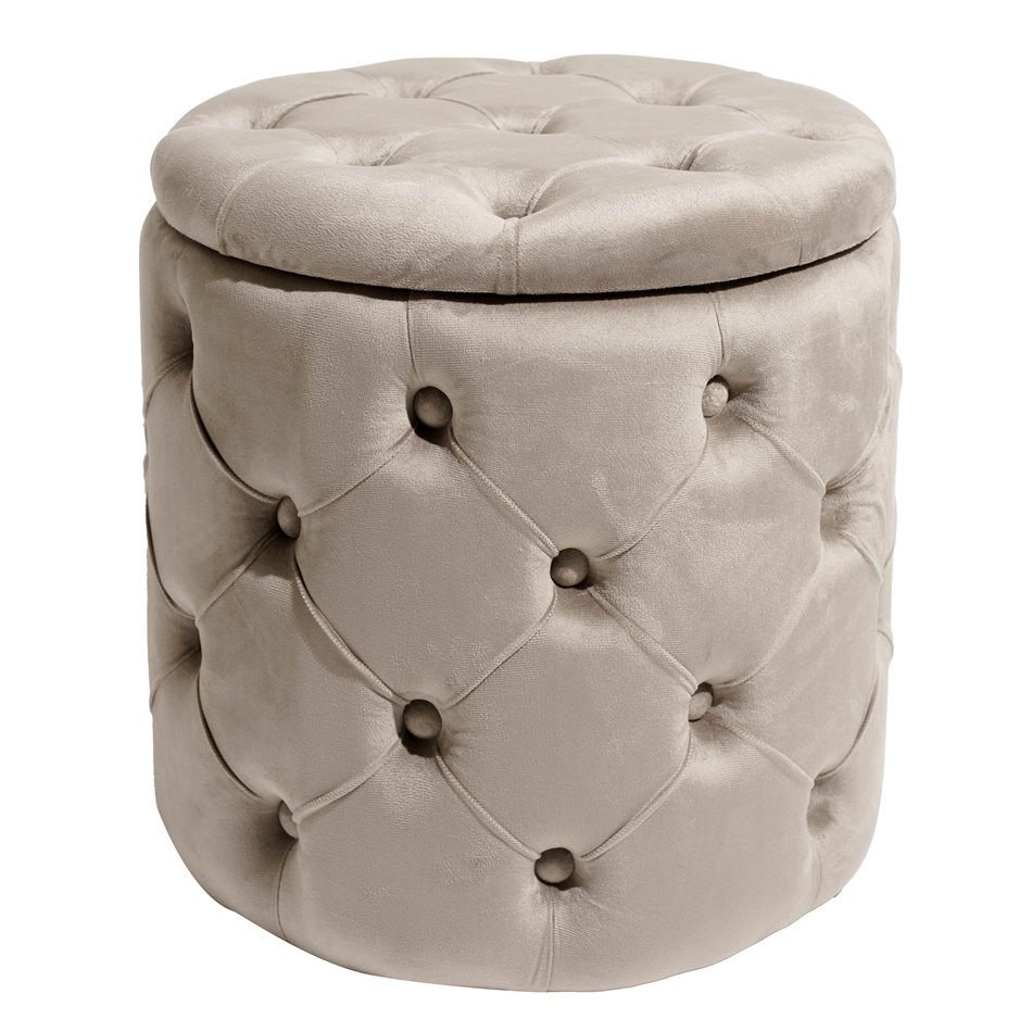 Pouf with storage Mainburg A MD, taupe, velvet, H43xD43cm