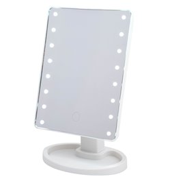 Table mirror with LED lighting, white, H26.1x16.7x11.9cm
