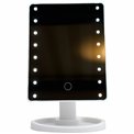 Table mirror with LED lighting, white, H26.1x16.7x11.9cm