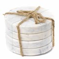 Coaster set 4, Verre, white marble, D10cm