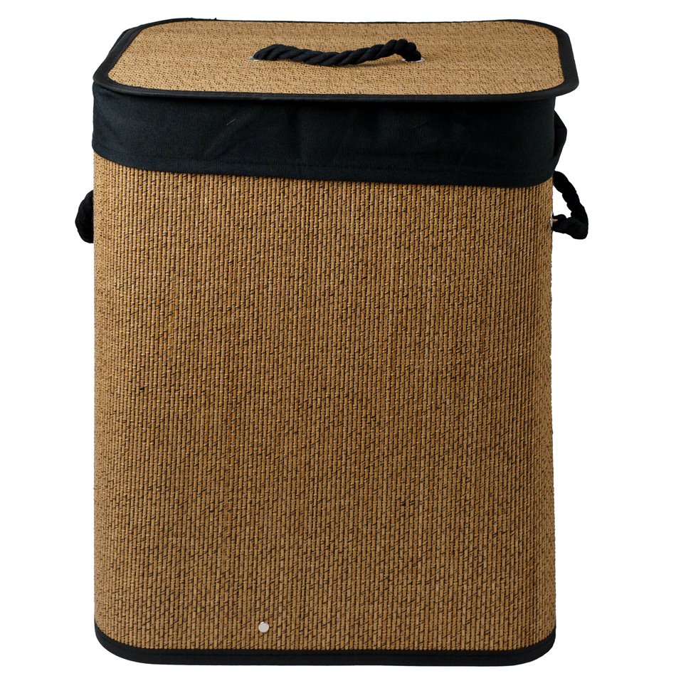 Laundry basket STEMY, brown, 60L, H50x41.5x30cm