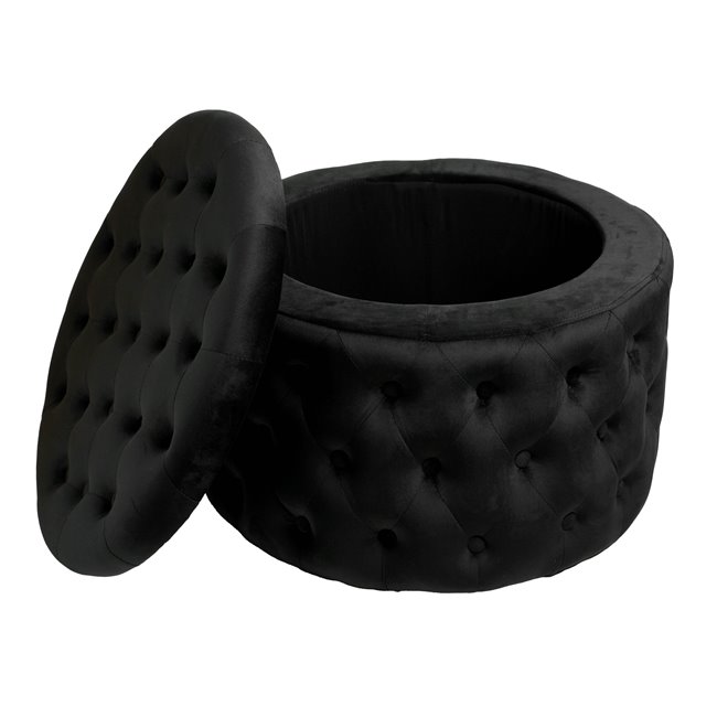 Пуф с ящиком для хранения Lailly Roundi, черный, бархат, H42xD60cm