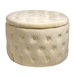 Pouf with storage Lailly Round, perl, velvet, H42xD60cm