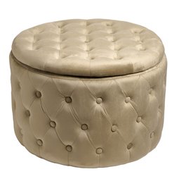 Pouf with storage Lailly Round, taupe,velvet, H42xD60cm