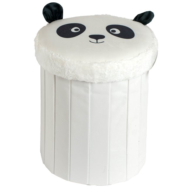 Пуф с ящиком для хранения Panda, белый/черный, H36xD30cm