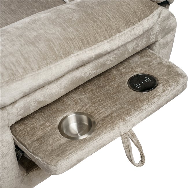 Electric recliner Olando, taupe color, H108-144x93x88-181cm, seat height 76cm