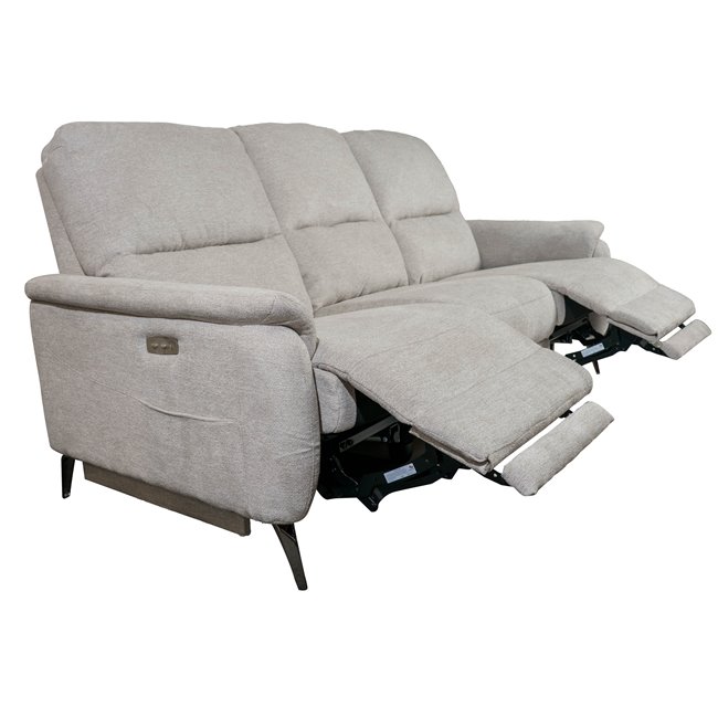 Three-seater electric recliner Olleo, light gray, H101x200x103-158cm, seat height 54cm