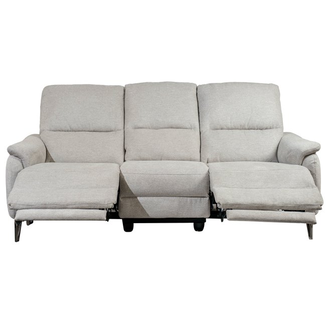 Three-seater electric recliner Olleo, light gray, H101x200x103-158cm, seat height 54cm
