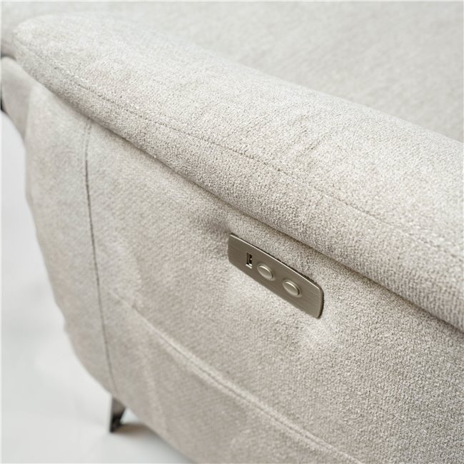 Three-seater electric recliner Olleo, light gray, H101x200x103-158cm, seat height 54cm