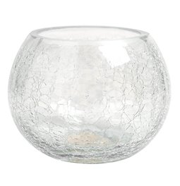 Candle holder Crackled S, glass, H10cm, D12cm
