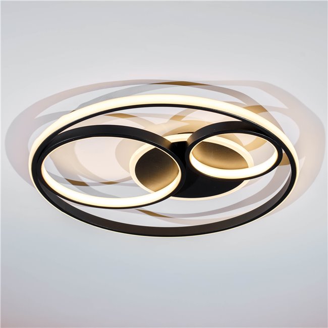 Ceiling lamp Moi 1, black, H7cm, D50cm, LED 40W, 3000K, 2200lm