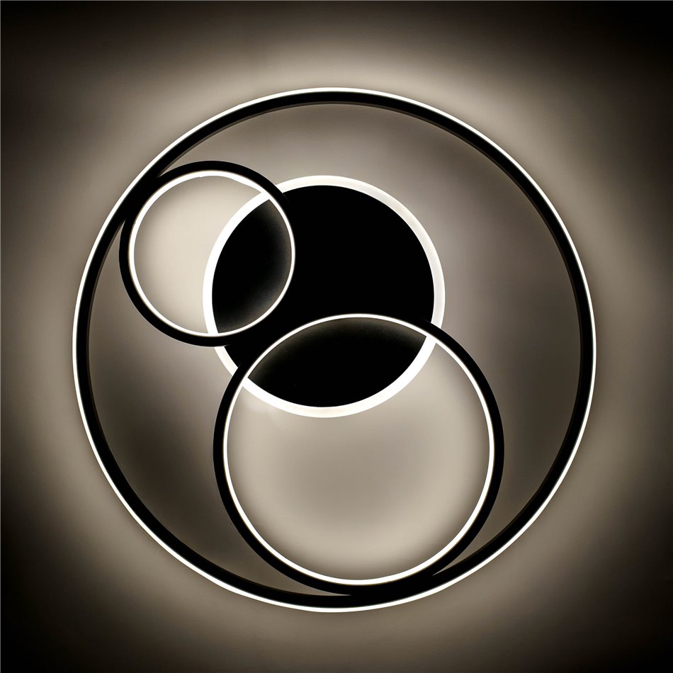 Ceiling lamp Moi 1, black, H7cm, D50cm, LED 40W, 3000K, 2200lm