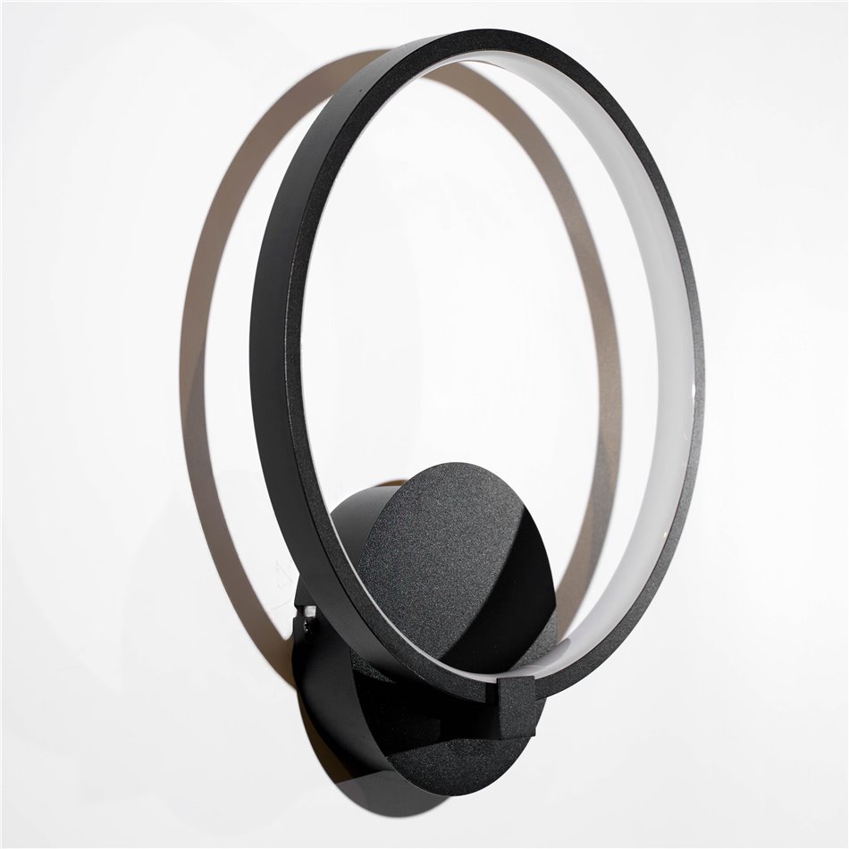 Настенный светильник Mo BL, черный, H33x28x7cm, LED 12W, 3000K, 660lm