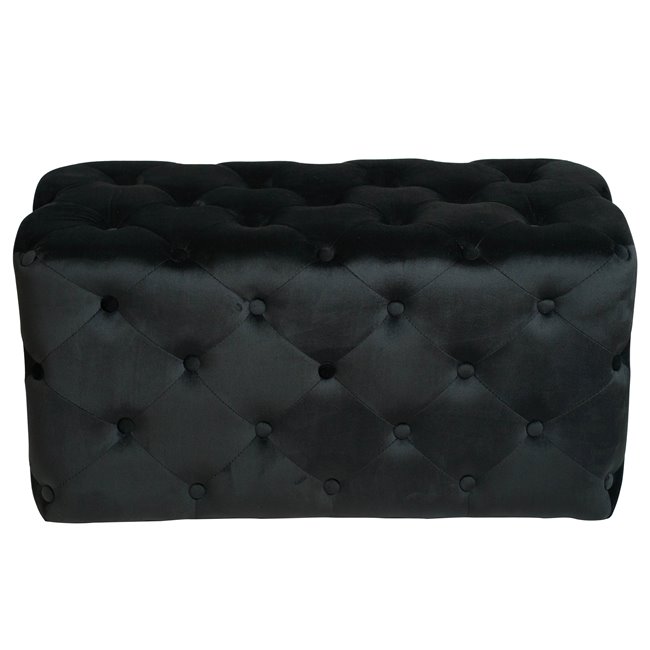 Rectangle stool Lailly, black, velvet, H42x84x42cm